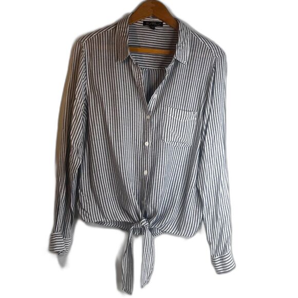 Velvet Heart Striped Tie Waist Super Soft Button Front Shirt Size Medium - Picture 1 of 10